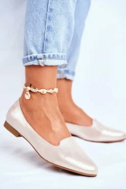 Damskie Buty Sergio Leone Baleriny Damskie Sergio Leone Beżowo Złote BL610