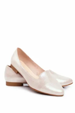 Damskie Buty Sergio Leone Baleriny Damskie Sergio Leone Beżowo Złote BL610