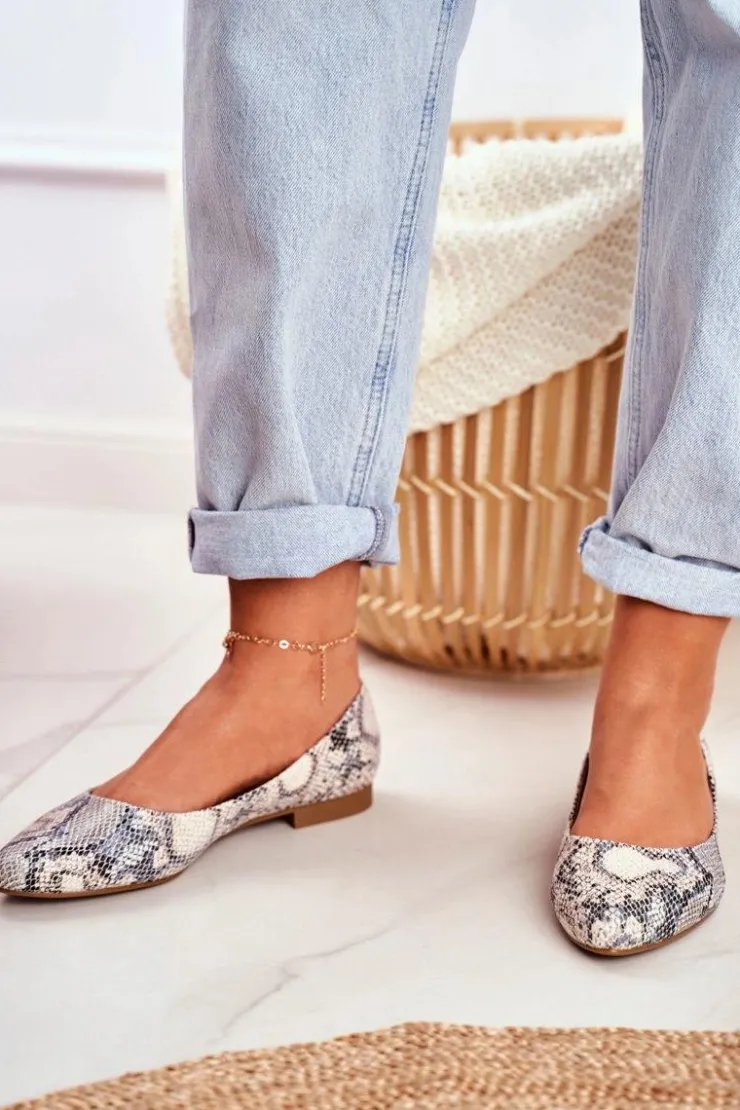 Best Buty Sergio Leone Baleriny Damskie Sergio Leone Biały Wąż BL611 Nemsis