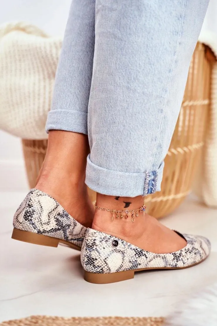 Best Buty Sergio Leone Baleriny Damskie Sergio Leone Biały Wąż BL611 Nemsis