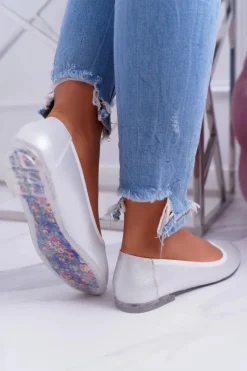 Online Buty Sergio Leone Baleriny Damskie Sergio Leone Srebrne Plex