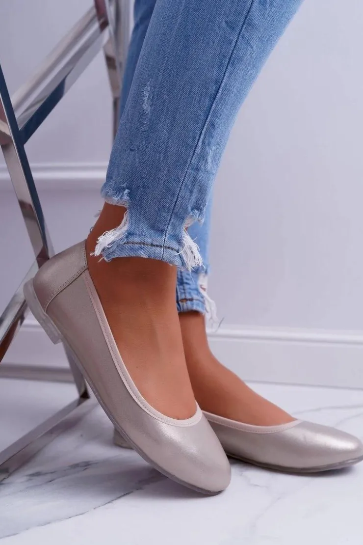 Buty Sergio Leone Baleriny Klasyczne*Baleriny Damskie Sergio Leone Złote Plex
