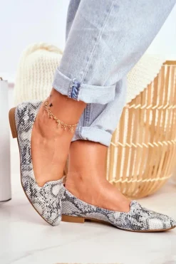 Damskie Buty Sergio Leone Baleriny Damskie Sergio Leone Biały Wąż BL610