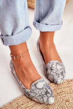 Damskie Buty Sergio Leone Baleriny Damskie Sergio Leone Biały Wąż BL610