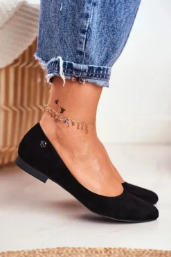 Buty Sergio Leone Baleriny Klasyczne*Baleriny Damskie Zamszowe Sergio Leone BL611 Czarne Nemsis