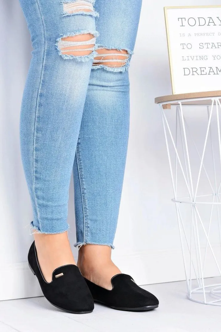 Damskie Boto Baleriny Damskie Zamszowe Czarne Neala