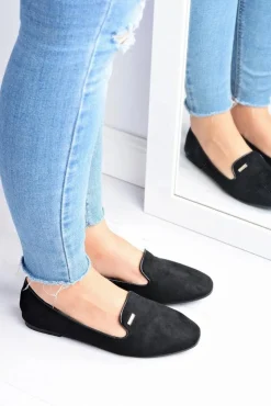 Damskie Boto Baleriny Damskie Zamszowe Czarne Neala
