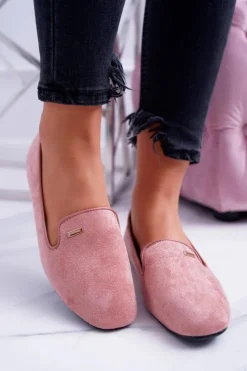 Boto Baleriny Klasyczne*Baleriny Damskie Zamszowe Pudrowy Róż Neala