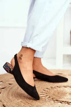 Maciejka Czółenka Zamszowe|Baleriny Skórzane*Baleriny Na Obcasie Czarne 04482-01