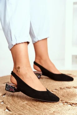 Maciejka Czółenka Zamszowe|Baleriny Skórzane*Baleriny Na Obcasie Czarne 04482-01