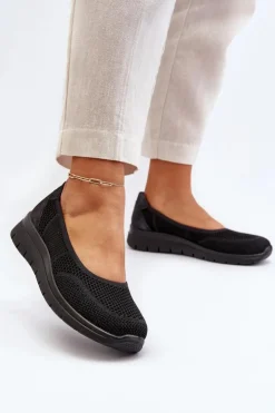 Hot Evento Baleriny Na Platformie I Koturnie Czarne Aviaba