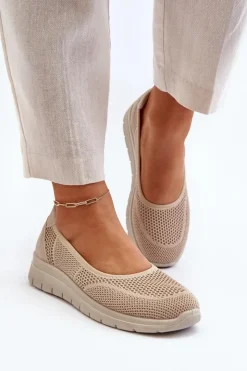 Evento Baleriny Klasyczne*Baleriny Na Platformie I Koturnie Beżowe Aviaba