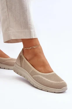 Evento Baleriny Klasyczne*Baleriny Na Platformie I Koturnie Beżowe Aviaba