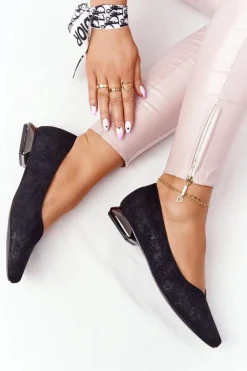 Damskie Buty damskie Vinceza Baleriny Na Srebrnym Obcasie Vinceza 21-10601 Czarne