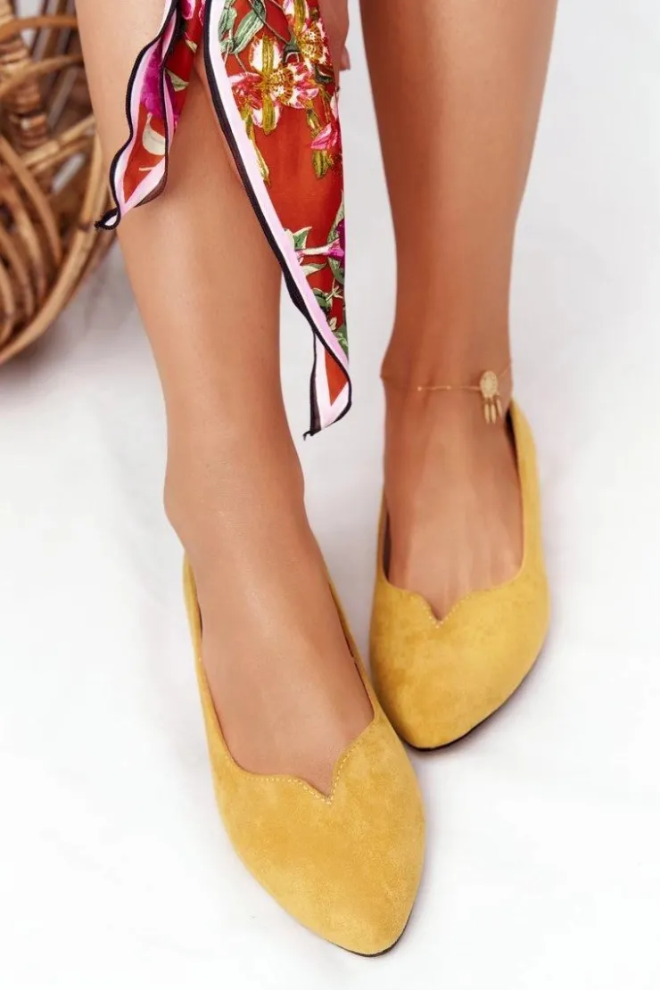 Discount Buty damskie Vinceza Baleriny Na Złotym Obcasie Vinceza 21-10601 Żółte