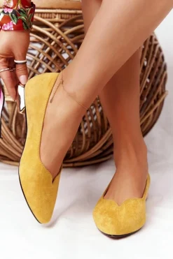 Discount Buty damskie Vinceza Baleriny Na Złotym Obcasie Vinceza 21-10601 Żółte