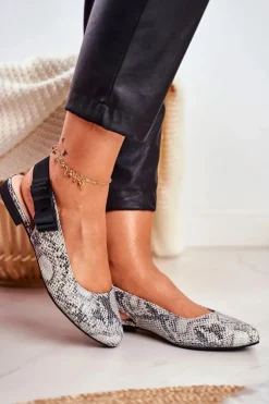 Buty Sergio Leone Baleriny Klasyczne*Baleriny Sergio Leone Szare Wężowy Wzór BL615