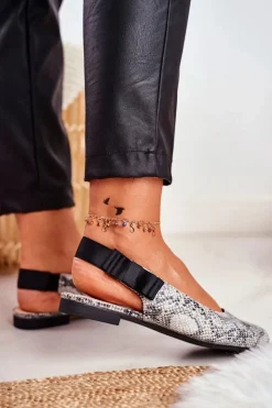 Buty Sergio Leone Baleriny Klasyczne*Baleriny Sergio Leone Szare Wężowy Wzór BL615