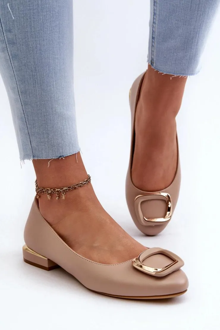 Hot Buty Sergio Leone Baleriny Z Klamrą Sergio Leone BL203 Beżowe