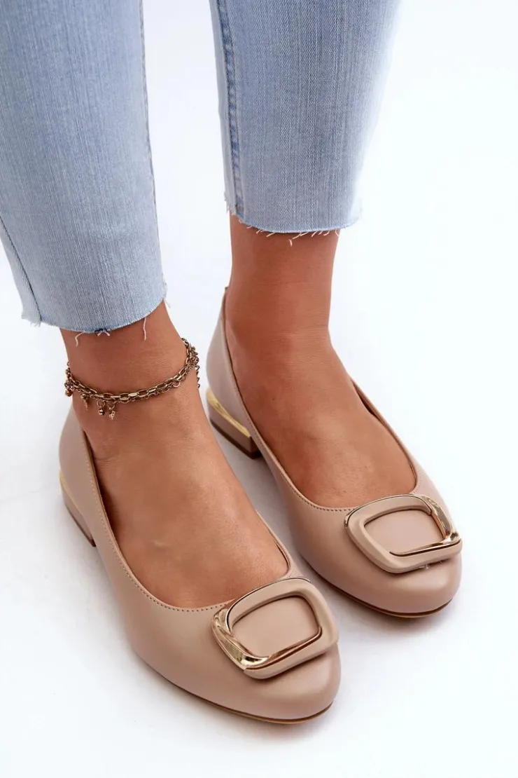 Hot Buty Sergio Leone Baleriny Z Klamrą Sergio Leone BL203 Beżowe