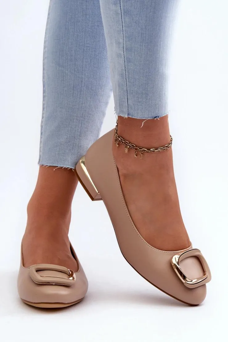 Hot Buty Sergio Leone Baleriny Z Klamrą Sergio Leone BL203 Beżowe