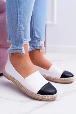 Boto Czarne Espadryle*Białe Damskie Espadryle Flaty