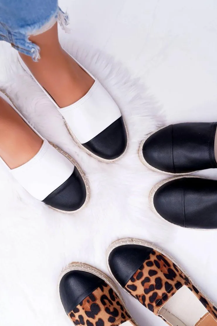 Boto Czarne Espadryle*Białe Damskie Espadryle Flaty