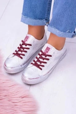 Damskie Big Star Shoes Big Star Białe Posrebrzane Tenisówki Trampki BB274014