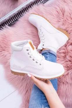 Big Star Shoes Damskie Trapery|Botki Sznurowane*Big Star Botki Damskie Białe Timberki Traperki Timon