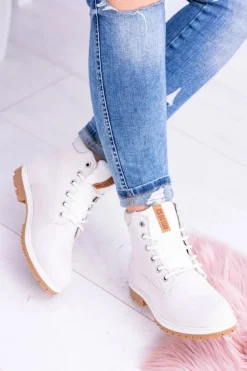 Big Star Shoes Damskie Trapery|Botki Sznurowane*Big Star Botki Damskie Białe Timberki Traperki Timon