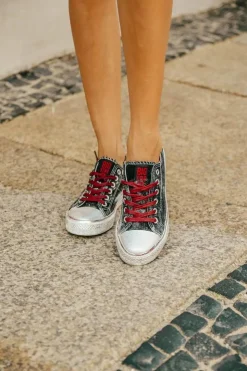 Big Star Shoes Trampki Damskie Big Star|Trampki Damskie Niskie*Big Star Czarne Posrebrzane Tenisówki Trampki BB274013