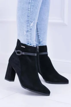 Big Star Shoes Botki Na Słupku|Botki Na Obcasie*Big Star Czarne Zamszowe Botki Na Słupku BB274383