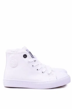Damskie Big Star Shoes Big Star Dziecięce Wysokie Białe Trampki Sneakersy BB374141