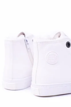 Damskie Big Star Shoes Big Star Dziecięce Wysokie Białe Trampki Sneakersy BB374141