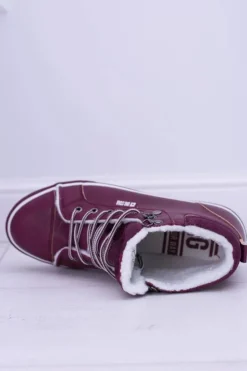 Big Star Shoes Trampki Damskie Big Star|Big Star*Big Star Ocieplane Bordowe Damskie Tenisówki BB274007