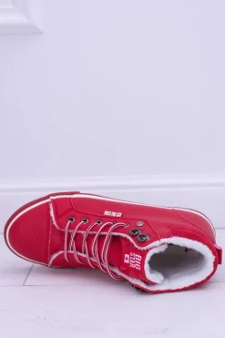 Outlet Big Star Shoes Big Star Ocieplane Czerwone Damskie Tenisówki BB274003