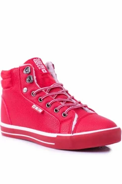 Outlet Big Star Shoes Big Star Ocieplane Czerwone Damskie Tenisówki BB274003