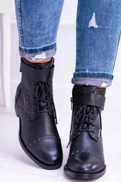 Damskie Big Star Shoes BIG STAR WYSOKIE BOTKI SZTYBLETY SKÓRZANE BB274612