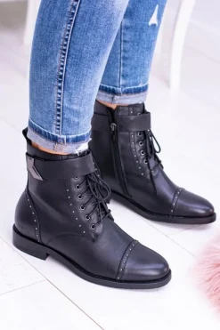 Damskie Big Star Shoes BIG STAR WYSOKIE BOTKI SZTYBLETY SKÓRZANE BB274612