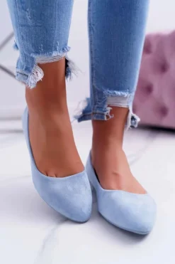 Damskie Boto Błękitne Damskie Balerinki Zamsz Bueno