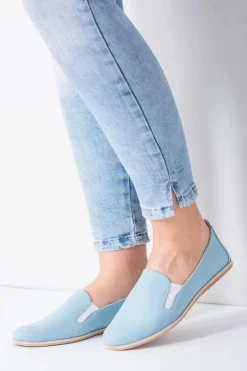 Boto Błękitne Pastelowe Baleriny Damskie Skóra Fresca