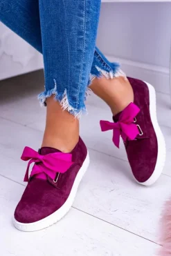 Boto Trampki Damskie Niskie*Bordowe Skórzane Damskie Tenisówki Loop