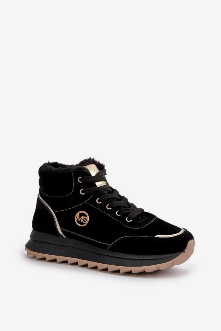 Clearance Boto Botki Buty Sportowe Damskie Ocieplane Na Platformie Czarne Ariatte