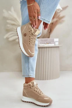 Damskie Boto Botki Buty Sportowe Damskie Ocieplane Na Platformie Khaki Ariatte