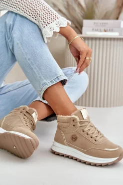 Damskie Boto Botki Buty Sportowe Damskie Ocieplane Na Platformie Khaki Ariatte
