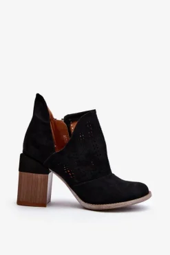 Online Boto Botki Damskie Ażurowe Na Słupku Czarne Niartima Czarny