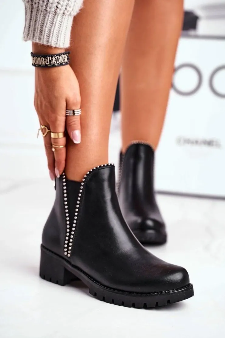 Online Boto Botki Damskie Ciepłe Czarne Starry