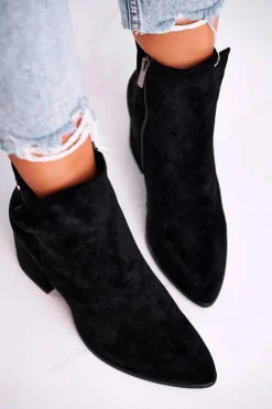 Damskie Buty damskie Vinceza Botki Damskie Ciepłe Eko Zamsz Czarne So Good