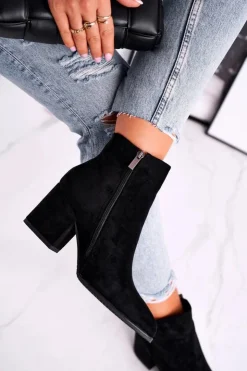 Damskie Buty damskie Vinceza Botki Damskie Ciepłe Eko Zamsz Czarne So Good