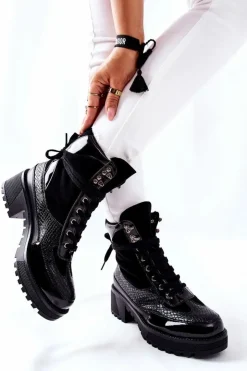 Damskie Boto Botki Damskie Czarne Katanie